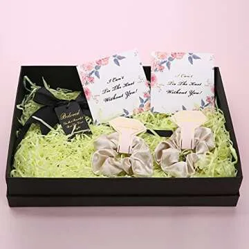 Bridesmaid Proposal Gifts - 8pcs Hair Ties, Hair Scrunchies, and Bachelorette Party Favors (Beige)