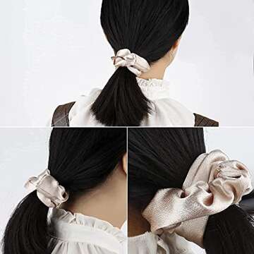 Bridesmaid Proposal Gifts - 8pcs Hair Ties, Hair Scrunchies, and Bachelorette Party Favors (Beige)