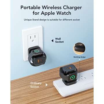 VRURC for Apple Watch Charger, PD 20W 3-in-1 Fast Charging Block with Magnetic Wireless Charging & Dual Ports, Foldable Plug USB C Wall Charger for iPhone 15 14 13, Android,Tablets etc-Black