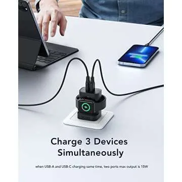 VRURC 3-in-1 Fast Charger for Apple Watch, iPhone & More