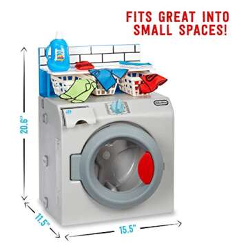 Little Tikes First Washer Dryer - Realistic Pretend Play Appliance for Kids, Interactive Toy Washing Machine with 11 Laundry Accessories, Unique Toy, Ages 2+