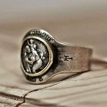 St. Christopher Protection Silver Ring for Travelers