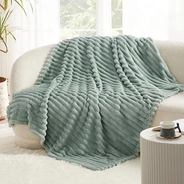 Bedsure Sage Green Throw Blanket for Couch - Super Soft Cozy Blankets for Women, Cute Small Fleece Blanket for Girls, 50x60 Inches