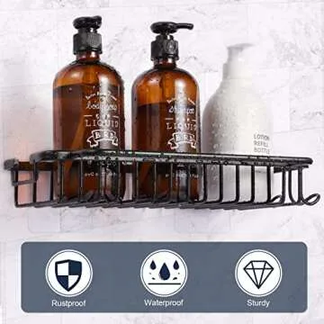 IBITION Shower Caddy, 3-Pack Adhesive Bathrooom Organizer,Shower Shelves for Inside Shower with Soap Dish,Rustproof Wall-Mounted Shower Accessories, Black