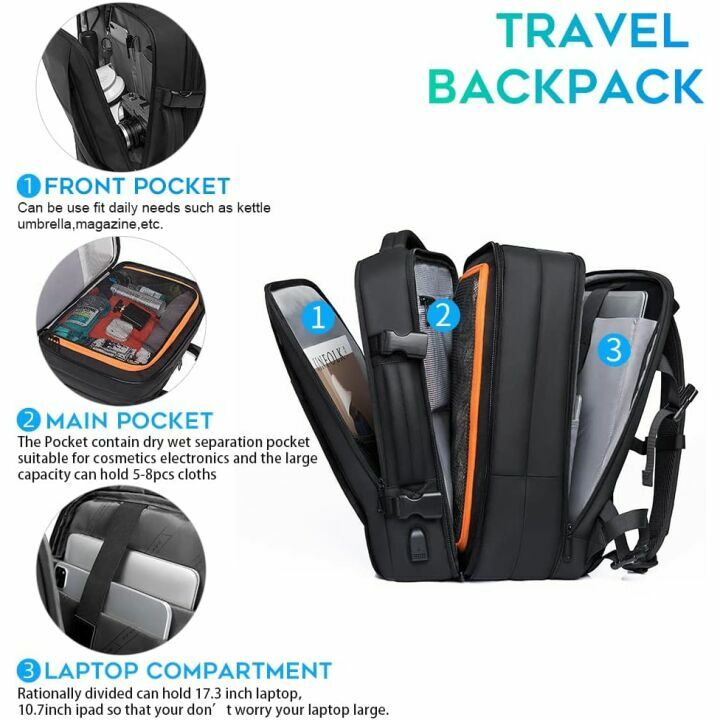 45L Expandable Travel Backpack for Laptops & Gear