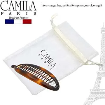 Camila Paris CP2 French Large Banana Clip Hair Comb, Flexible Banana Clips Hair for Thick Hair Ponytail Holder Interlocking Banana Hair Clips Styling Classic Hair Banana Clips for Women Made in France