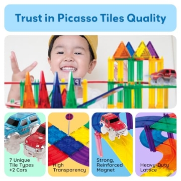 PicassoTiles 100 PCs Race Car Track Set - STEM Learning Fun
