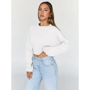 Trendy Queen Cropped Sweatshirts for Women in White