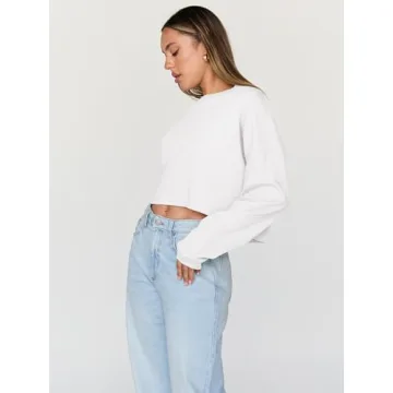 Trendy Queen Cropped Sweatshirts for Women in White