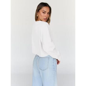Trendy Queen Cropped Sweatshirts for Women in White