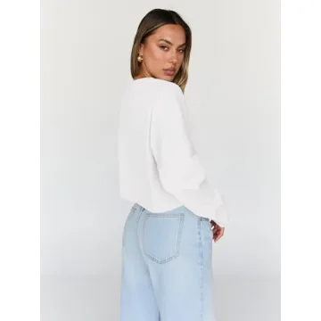Trendy Queen Cropped Sweatshirts for Women in White