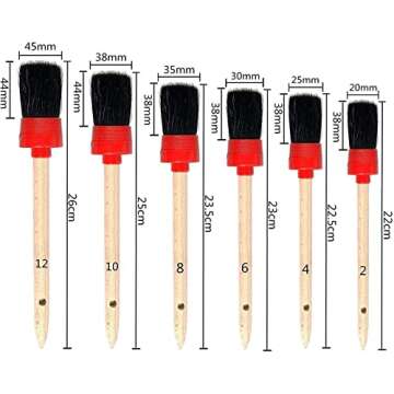 Nurkul 11Pcs Auto Detailing Set, Boar Hair Brushes, Steel Wire & A/C Brushes, Red, Soft Bristles, Wo...