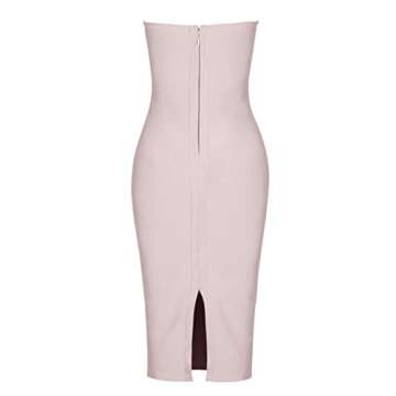 UONBOX Women's Strapless Elegant Tassel Tube Dress Bodycon Party Bandage Dress NudeM