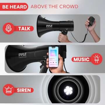Pyle 50W Megaphone with Microphone & Alarm Siren