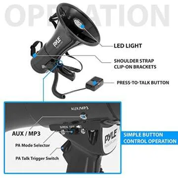 Pyle 50W Megaphone with Microphone & Alarm Siren