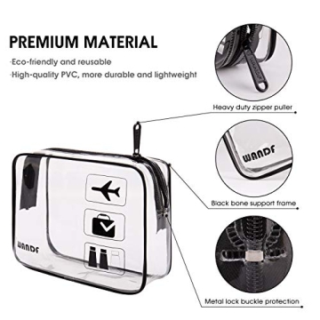 TSA Approved Clear Travel Toiletry Bag wih Zippers Carry-on Travel Accessories Quart Size Toiletries Cosmetic Pouch Makeup Bags for Men and Women (2 pcs)