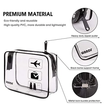 TSA Approved Clear Travel Toiletry Bag wih Zippers Carry-on Travel Accessories Quart Size Toiletries Cosmetic Pouch Makeup Bags for Men and Women (2 pcs)