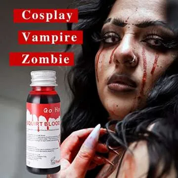 Go Ho Fake Blood Makeup(1 oz),Realistic Effects Fake Blood Washable for Scar Wound and Clothes,Easy ...