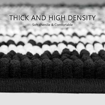 Starryle Bathroom Rugs Set 2 Piece, Extra Soft and Absorbent Fluffy Striped Chenille Bath Mat Rug Se...