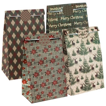 CMUSKO 24Pcs Christmas Treat Bags-Vintage Christmas Party Supplies Small Holiday Christmas Goodie Ba...