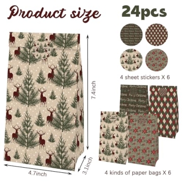 CMUSKO Vintage Christmas Treat Bags for All Occasions