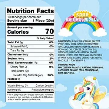 AMOS Rainbow Sour Belts for Kids - Colorful Party Favors