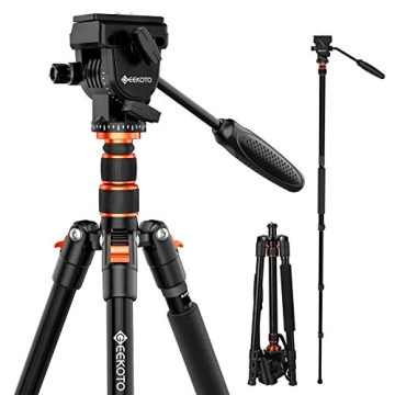 GEEKOTO 77" Video Tripod Fluid Head for DSLR Cameras