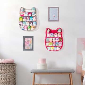 Squishville by Original Squishmallows Play and Display Storage - Four 2-Inch Plush Included - Big Foot, Axolotl, Parrot, Chameleon - Hang or Stand Display Case - Amazon Exclusive