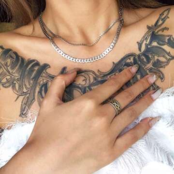 ChicSilver Chain Rings for Women Open Adjustable Cuban Link Ring for Men Retro 925 Sterling Silver K...