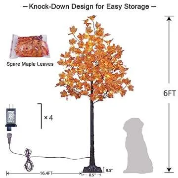 Lighted 6FT Maple Tree - Warm White Fall Decor for All