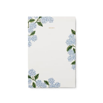 RIFLE PAPER CO. Large Memo Notepad, 65 Tear-Off Pages, Featuring Bands of Pastel Hues Separating the Days, Printed in Full Color and Foil Stamped (Hydrangea)