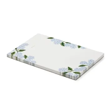 RIFLE PAPER CO. Large Memo Notepad, 65 Tear-Off Pages, Featuring Bands of Pastel Hues Separating the Days, Printed in Full Color and Foil Stamped (Hydrangea)