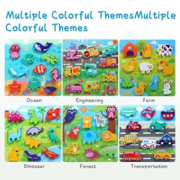 MUSCELL Wooden Puzzles for Toddlers Ages 3+, 10PCS Farm Animals Tear & Tear Wooden Full Color Puzzles, Toddler Puzzles Learning Educational Preschool Toys Gifts for Boys Girls