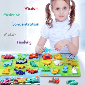 MUSCELL Wooden Puzzles for Toddlers Ages 3+, 10PCS Farm Animals Tear & Tear Wooden Full Color Puzzles, Toddler Puzzles Learning Educational Preschool Toys Gifts for Boys Girls