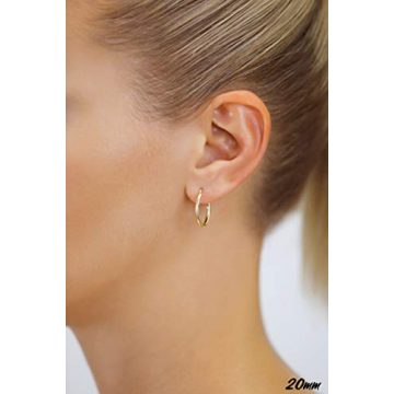 14k Yellow Gold Polished Round Hoop Earrings, 20mm (0.78 inch Diameter)…