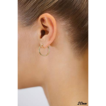 14k Yellow Gold Polished Round Hoop Earrings, 20mm (0.78 inch Diameter)…