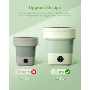 Portable Washing Machine, Mini Washer 13L Upgraded Capacity with 3 Modes Deep Cleaning for Underwear, Shirt, Baby Clothes, Small Items.Foldable Mini Laundry Washer for Apartments,Camping,Travel(Green)
