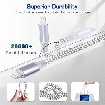 Apple MFi Certified Short iPhone Charger 1ft 2Pack