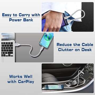 Apple MFi Certified Short iPhone Charger 1ft 2Pack