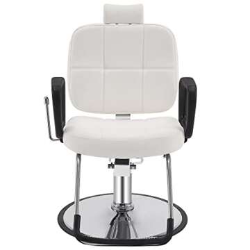 BarberPub Reclining Hydraulic Barber Chair Salon Beauty Spa Shampoo Equipment 2059 (White)