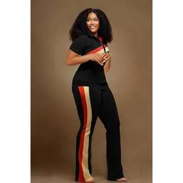 Batehif Women's Lounge Outfits Two Piece Sets 80s 90s Short Sleeve Zipper Top Flare Legging Pants