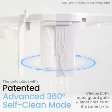 LUXE Bidet NEO 185 Plus - Patented Bidet Attachment for Toilet Seat, Innovative Hinges to Clean, Slide-in Easy Install, Advanced 360° Self-Clean, Dual Nozzles, Feminine & Rear Wash (Chrome)