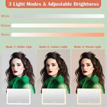 KuMers Travel Makeup Bag with Lighted Mirror - Large Capacity