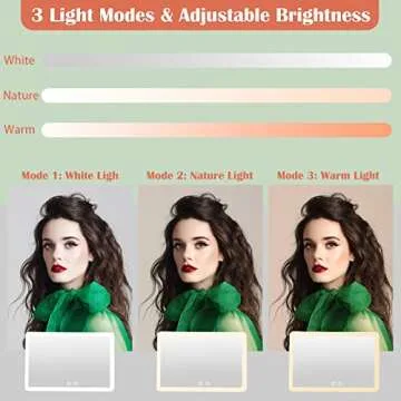 KuMers Travel Makeup Bag with Lighted Mirror - Large Capacity