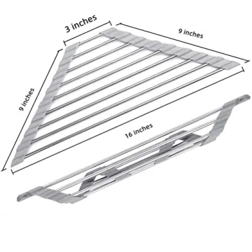 Fafcitvz Triangle Dish Drying Rack Multipurpose Roll-up Drying Rack for Sink Corner Stainless Steel Over The Sink Corner Dish Drainer Mat for Kitchen (Black)