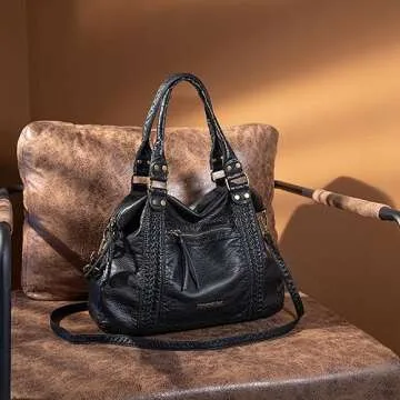 Montana West Washed Leather Crossbody Bags for women Trendy Hobo Bags Soft Purses for Women Work Tote Bags MWC-217BK