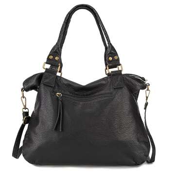 Montana West Washed Leather Crossbody Bags for women Trendy Hobo Bags Soft Purses for Women Work Tote Bags MWC-217BK