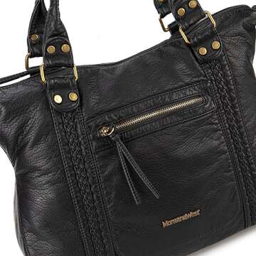 Montana West Washed Leather Crossbody Bags for women Trendy Hobo Bags Soft Purses for Women Work Tote Bags MWC-217BK