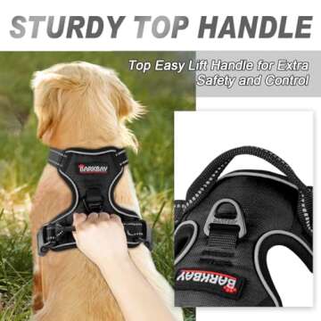 BARKBAY No Pull Dog Harness Front Clip Heavy Duty Reflective Easy Control Handle for Large Dog Walking(Black,XL)