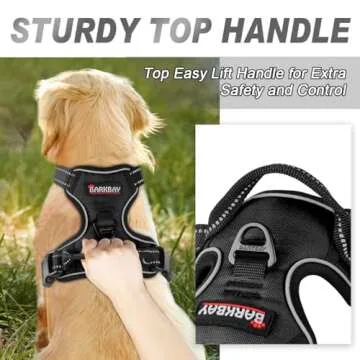 BARKBAY No Pull Dog Harness Front Clip Heavy Duty Reflective Easy Control Handle for Large Dog Walking(Black,XL)